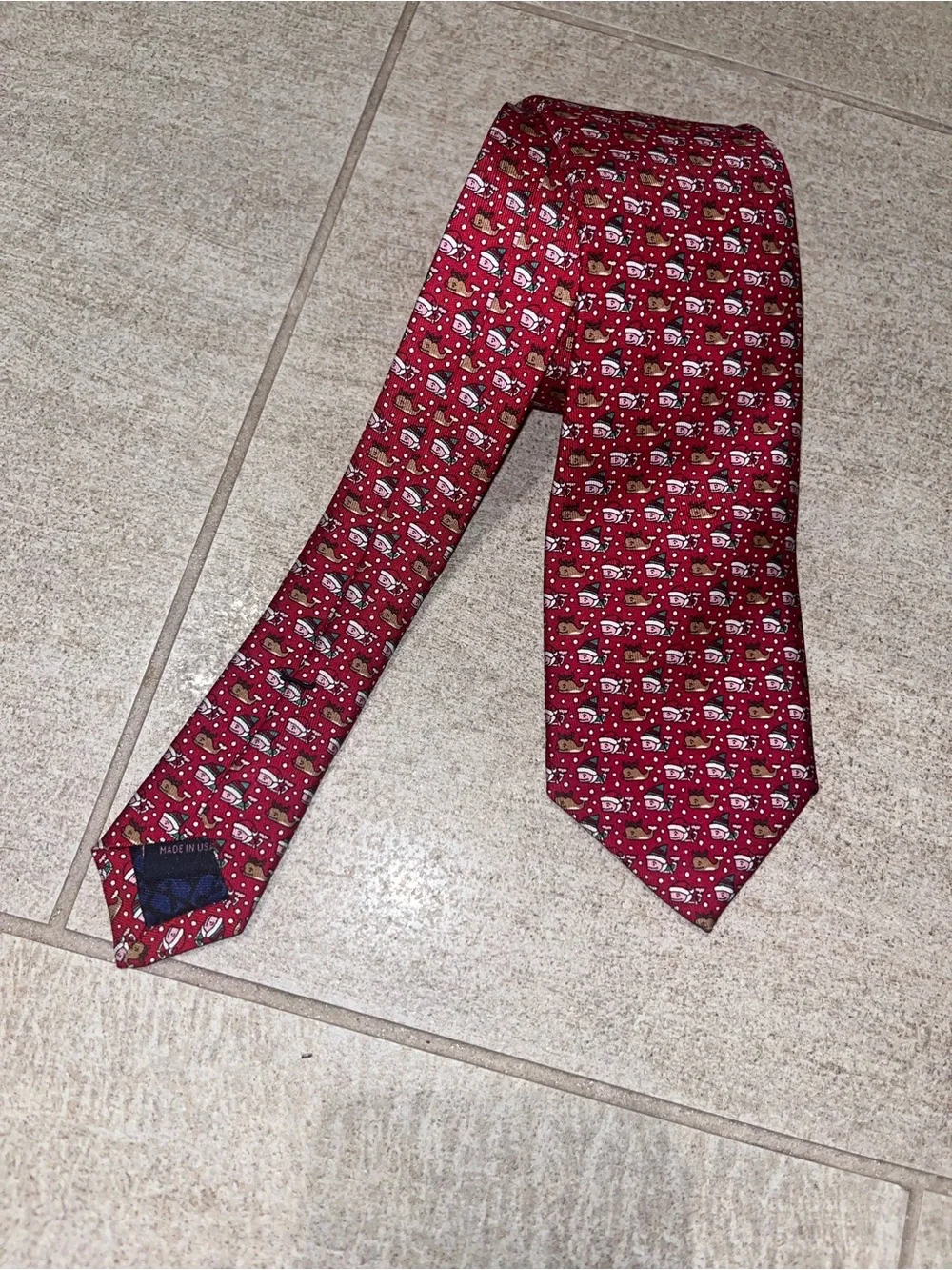 Silk Red Christmas boys Tie vineyard vines